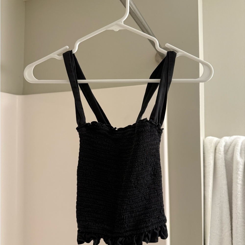 Black Smocked Women's Top